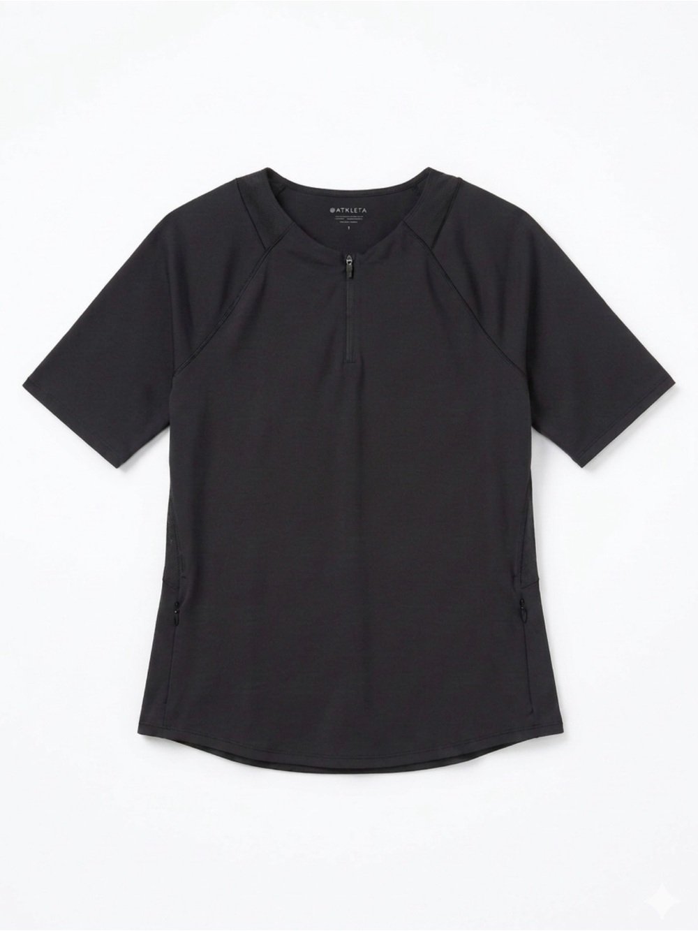 Athleta Black Short Sleeve Half Zip Athletic Top - Size S